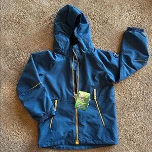Waterproof Kids Blue Jacket with Yellow Accents